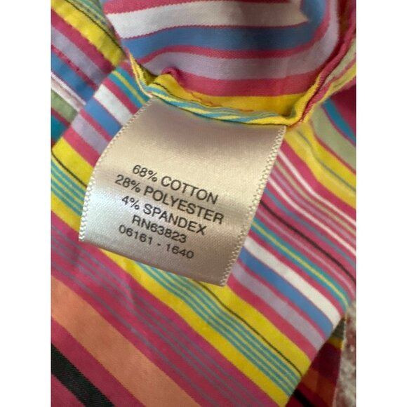 Christopher & Banks Womens Multicolor Striped Button-Up Shirt L Stretch Colorful - Picture 4 of 6